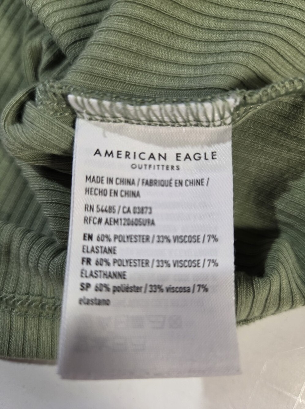 American Eagle Outfitters Ribbed Sage Square-Neck Crop Top - Picture 6 of 8